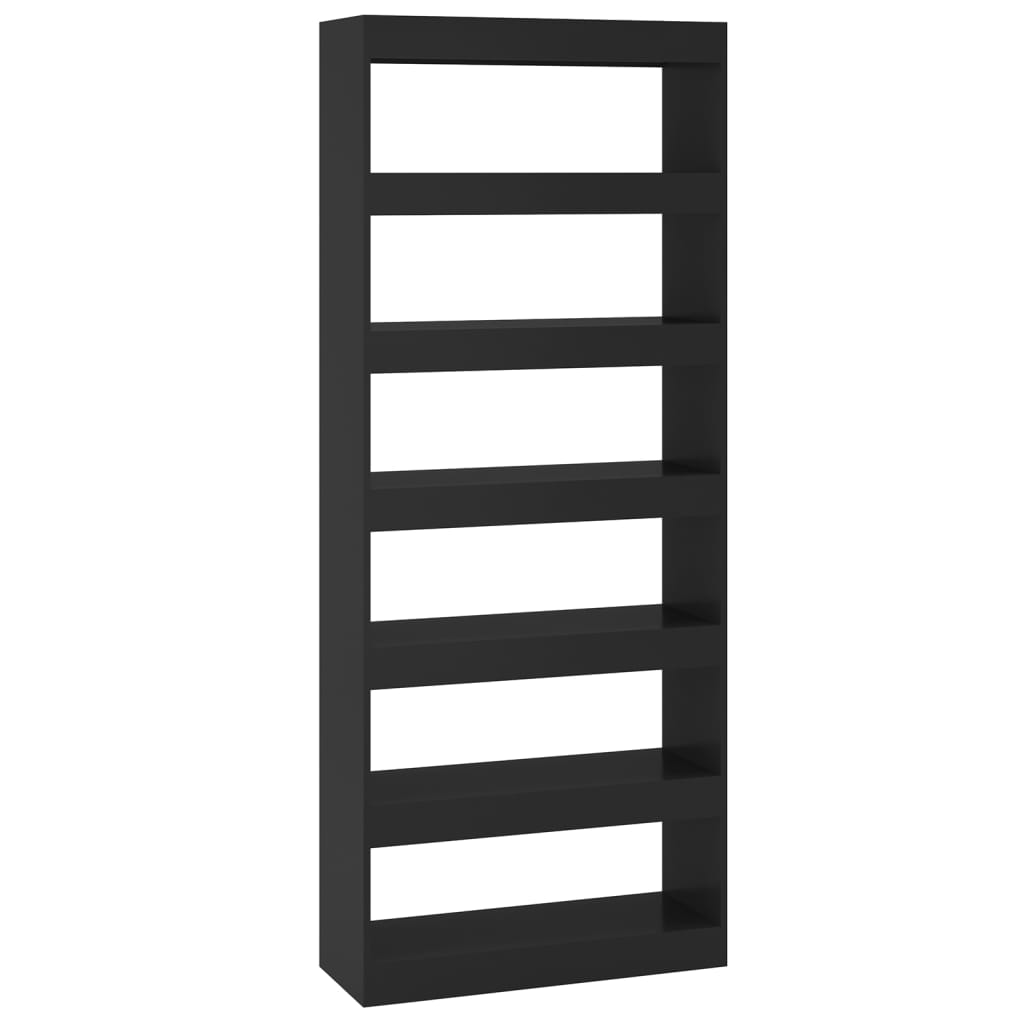 Bibliothèque/séparateur de pièce noir 80x30x198 cm en bois
