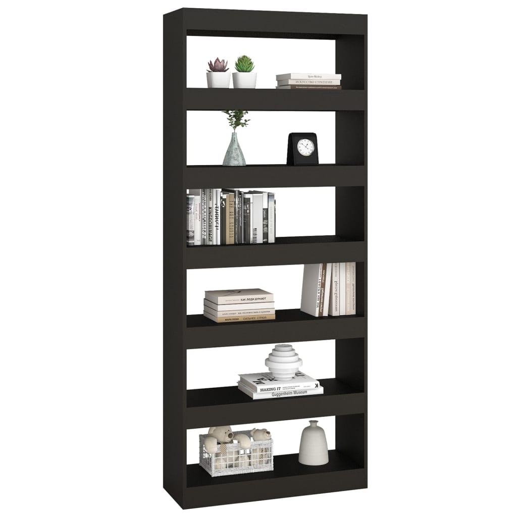 Bibliothèque/séparateur de pièce noir 80x30x198 cm en bois