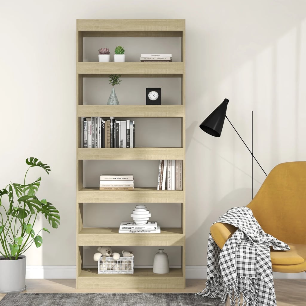 Bibliothèque/séparateur de pièce Chêne Sonoma 80x30x198 cm matériau bois