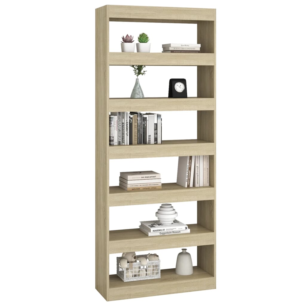 Bibliothèque/séparateur de pièce Chêne Sonoma 80x30x198 cm matériau bois