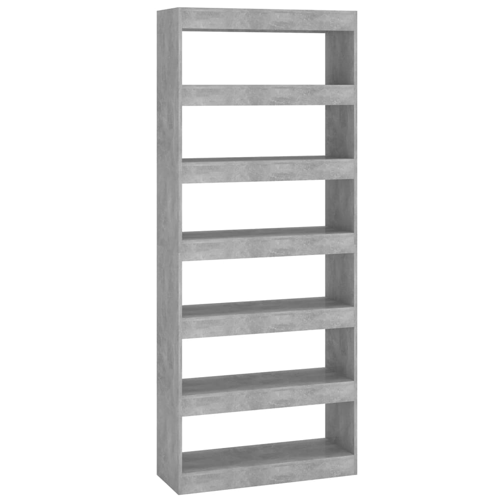 Bibliothèque/séparateur de pièce gris béton 80x30x198 cm en bois