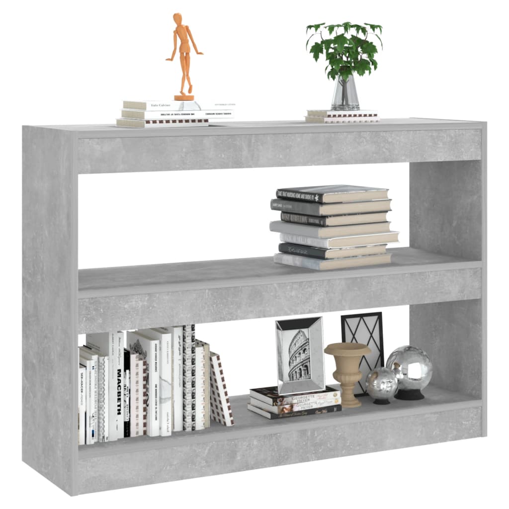 Bibliothèque/séparateur de pièce gris béton 100x30x72 cm