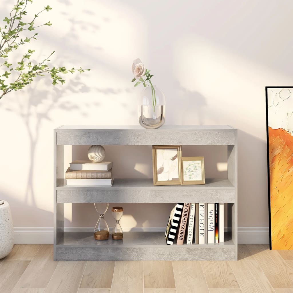 Bibliothèque/séparateur de pièce gris béton 100x30x72 cm
