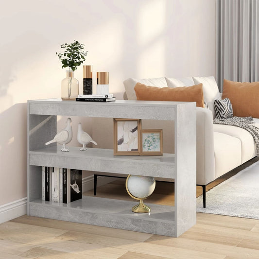 Bibliothèque/séparateur de pièce gris béton 100x30x72 cm