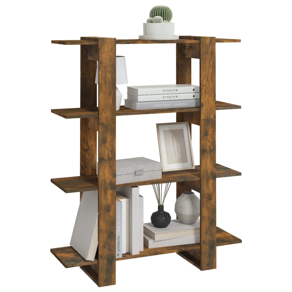 Bibliothèque/séparateur de pièce chêne fumé 100×30×123,5 cm