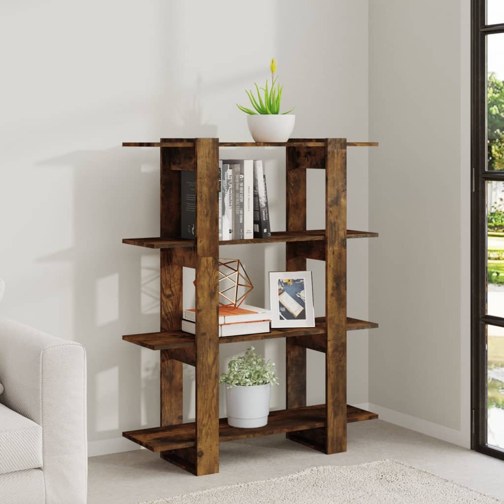 Bibliothèque/séparateur de pièce chêne fumé 100×30×123,5 cm