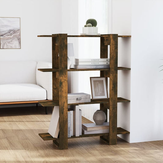 Bibliothèque/séparateur de pièce chêne fumé 100×30×123,5 cm