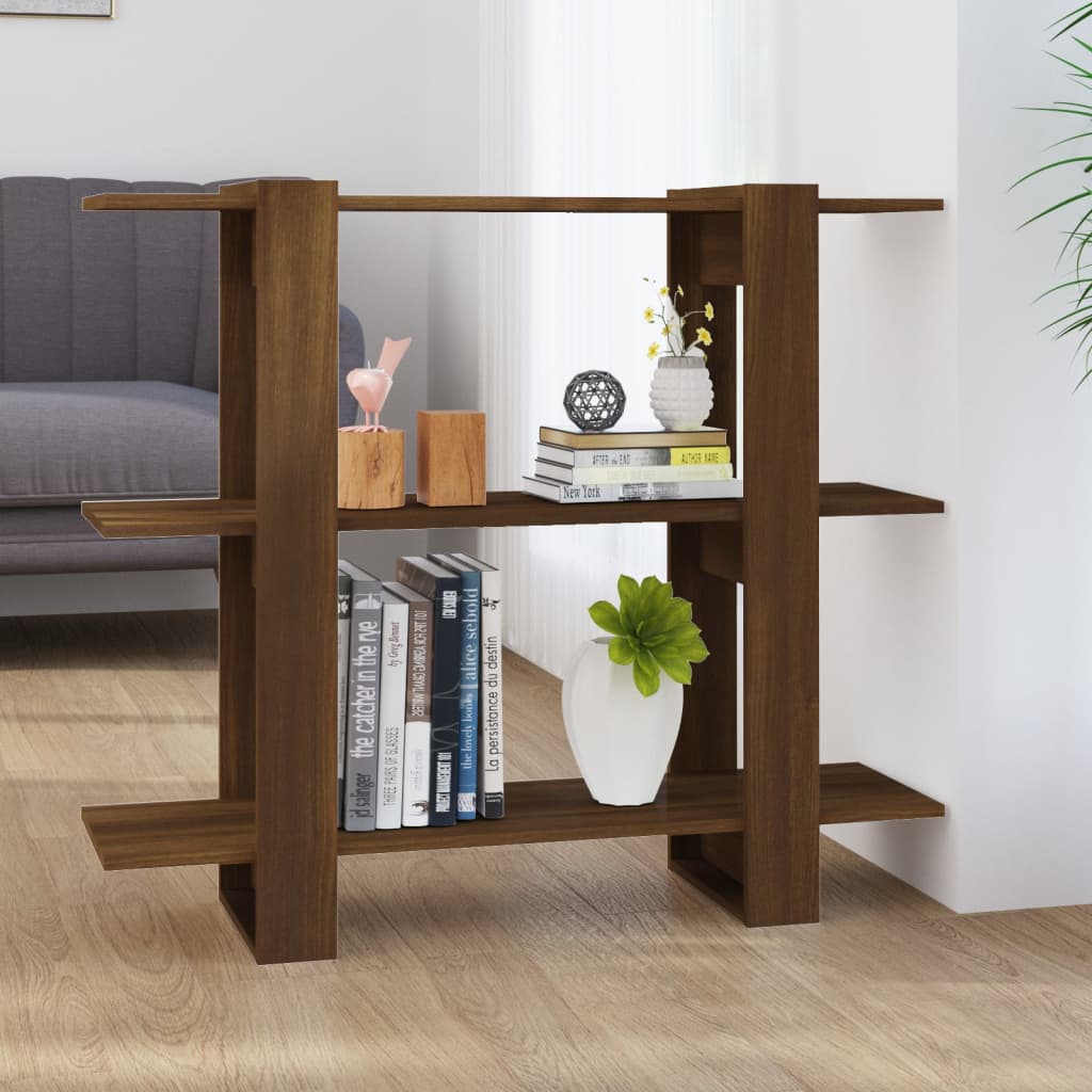 Bibliothèque/séparateur de pièce aspect chêne brun 100×30×87 cm