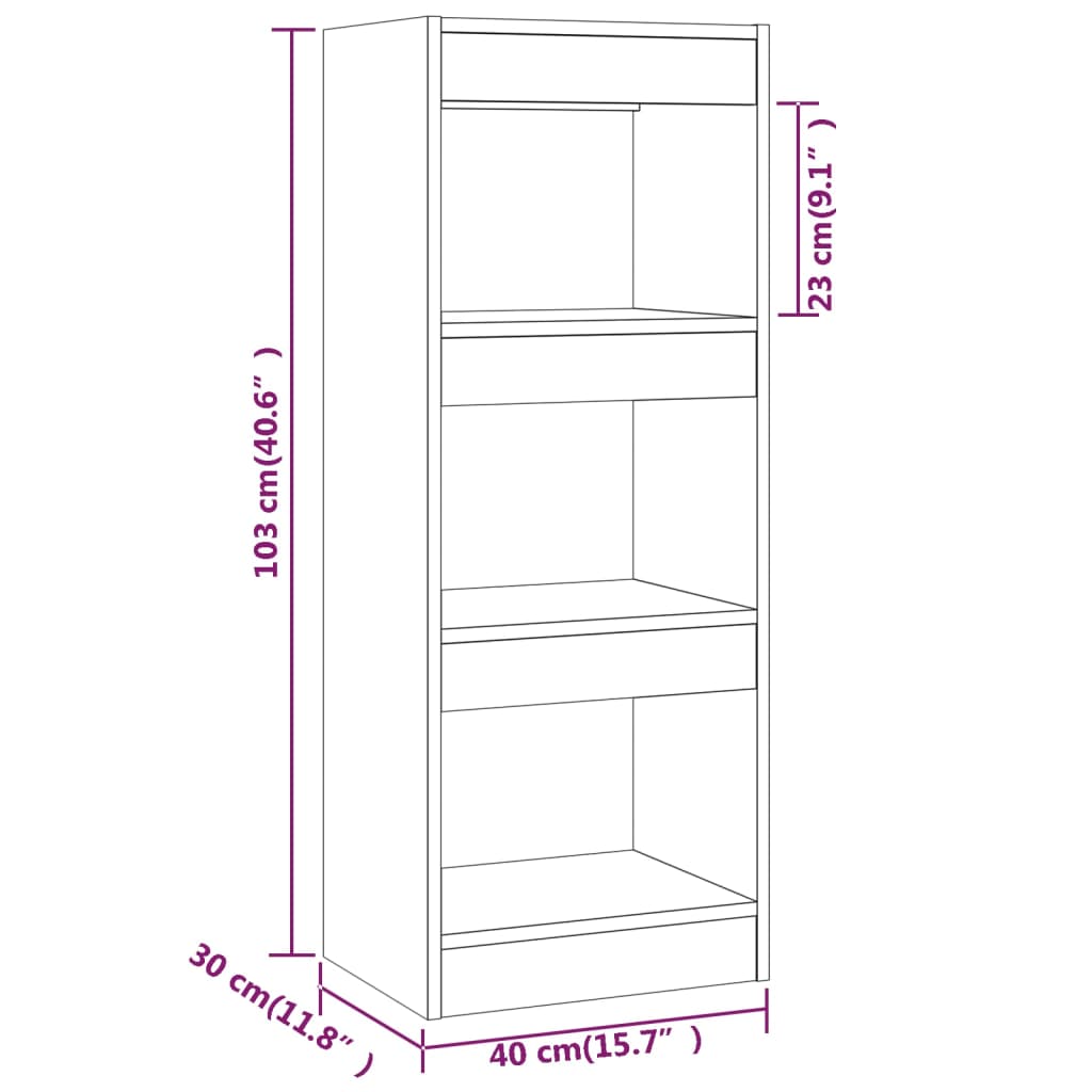 Bibliothèque/séparateur de pièce chêne brun 40x30x103cm matériau bois