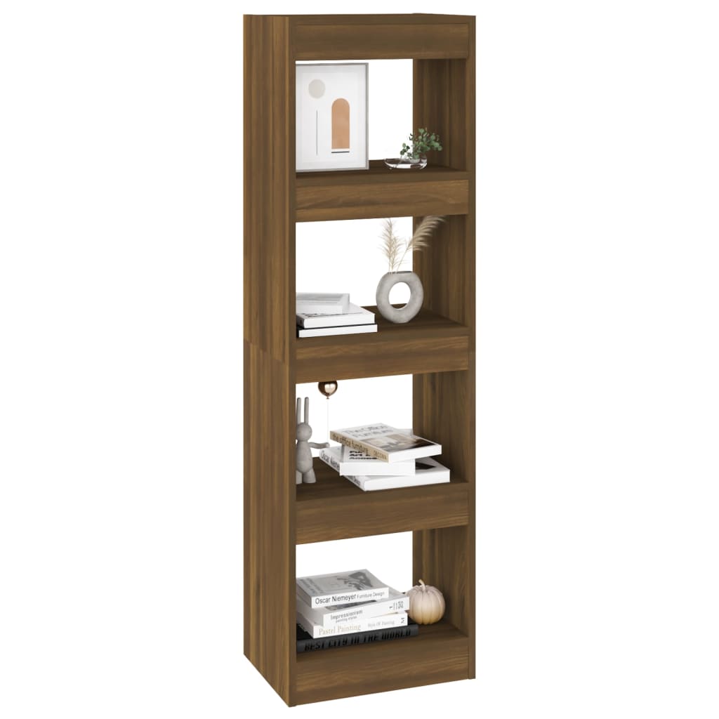 Bibliothèque/séparateur de pièce aspect chêne brun 40x30x135 cm