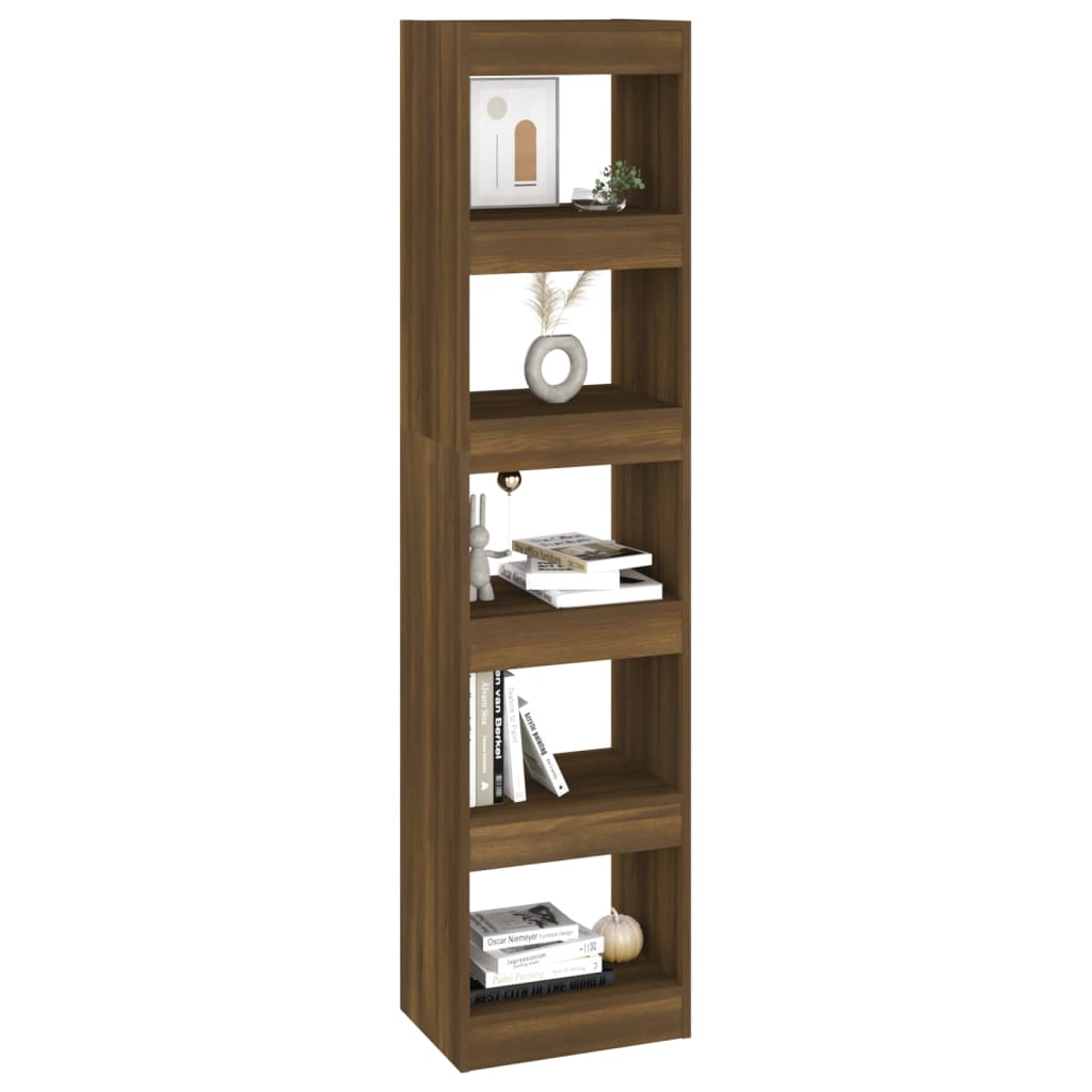 Bibliothèque/séparateur de pièce aspect chêne brun 40x30x166 cm