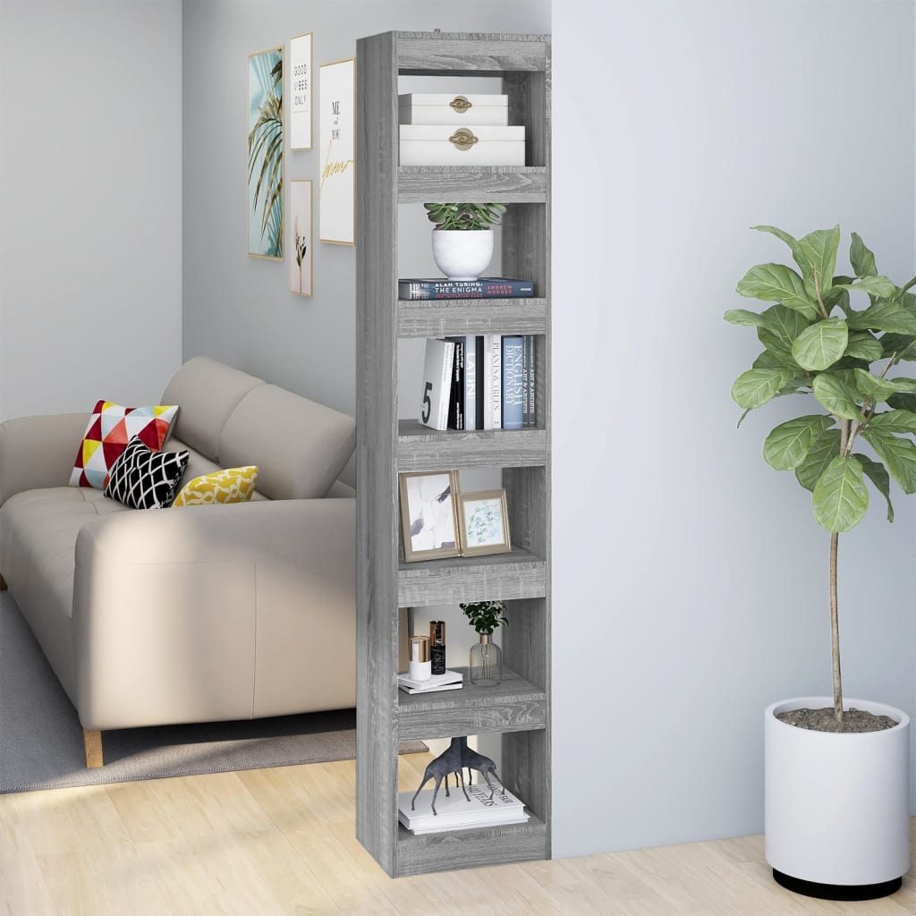 Bibliothèque/séparateur de pièce gris Sonoma 40x30x198 cm