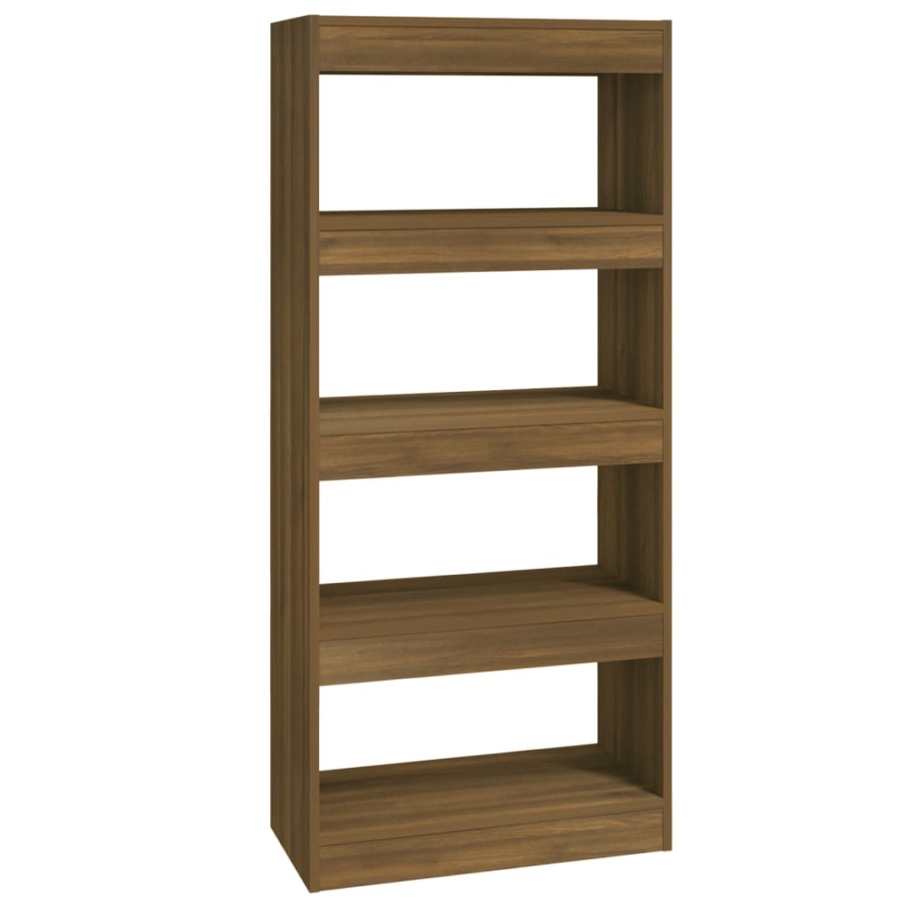 Bibliothèque/séparateur de pièce en bois aspect chêne marron