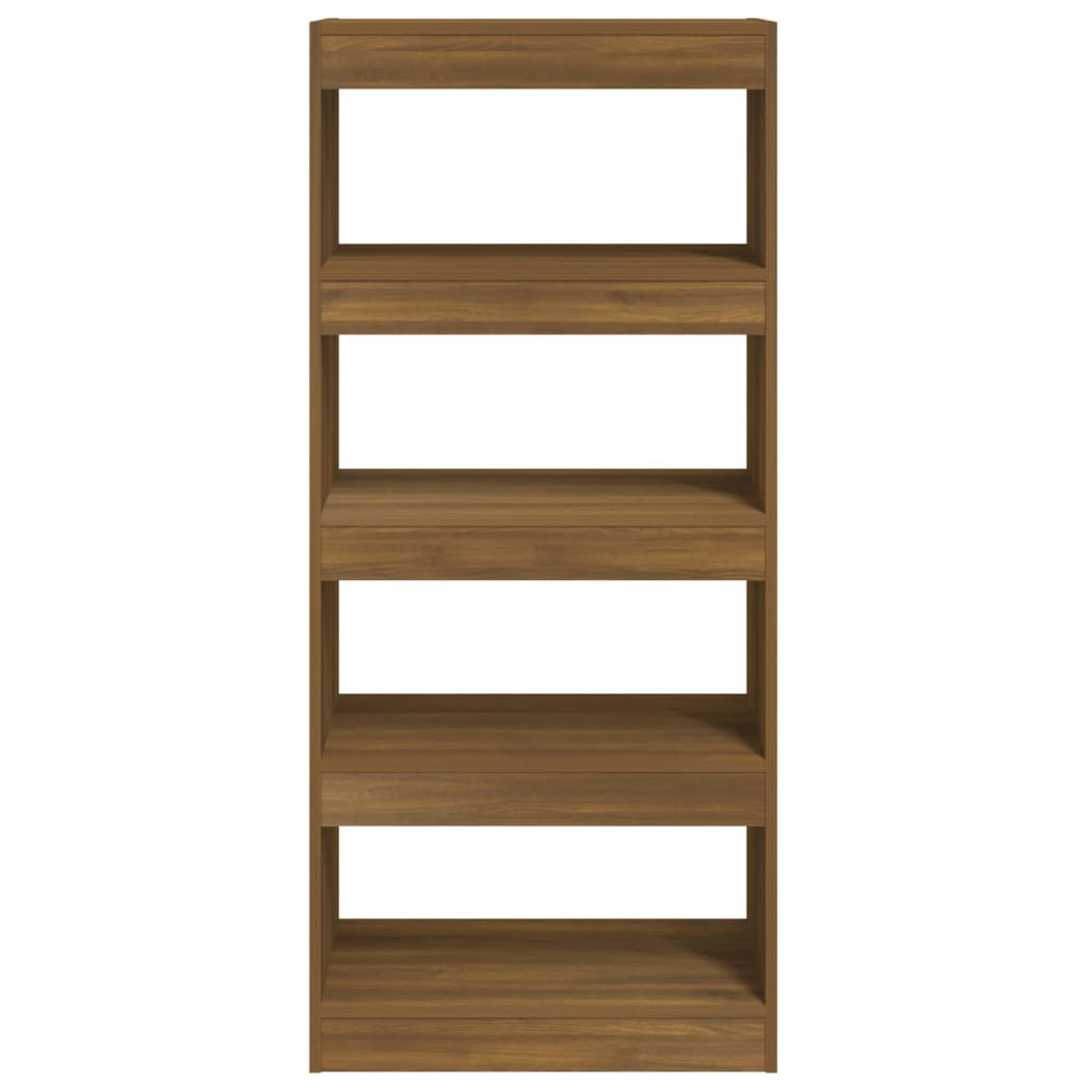 Bibliothèque/séparateur de pièce en bois aspect chêne marron