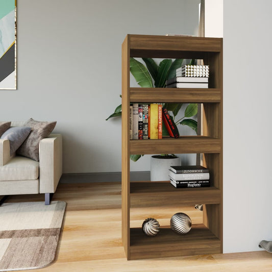 Bibliothèque/séparateur de pièce en bois aspect chêne marron