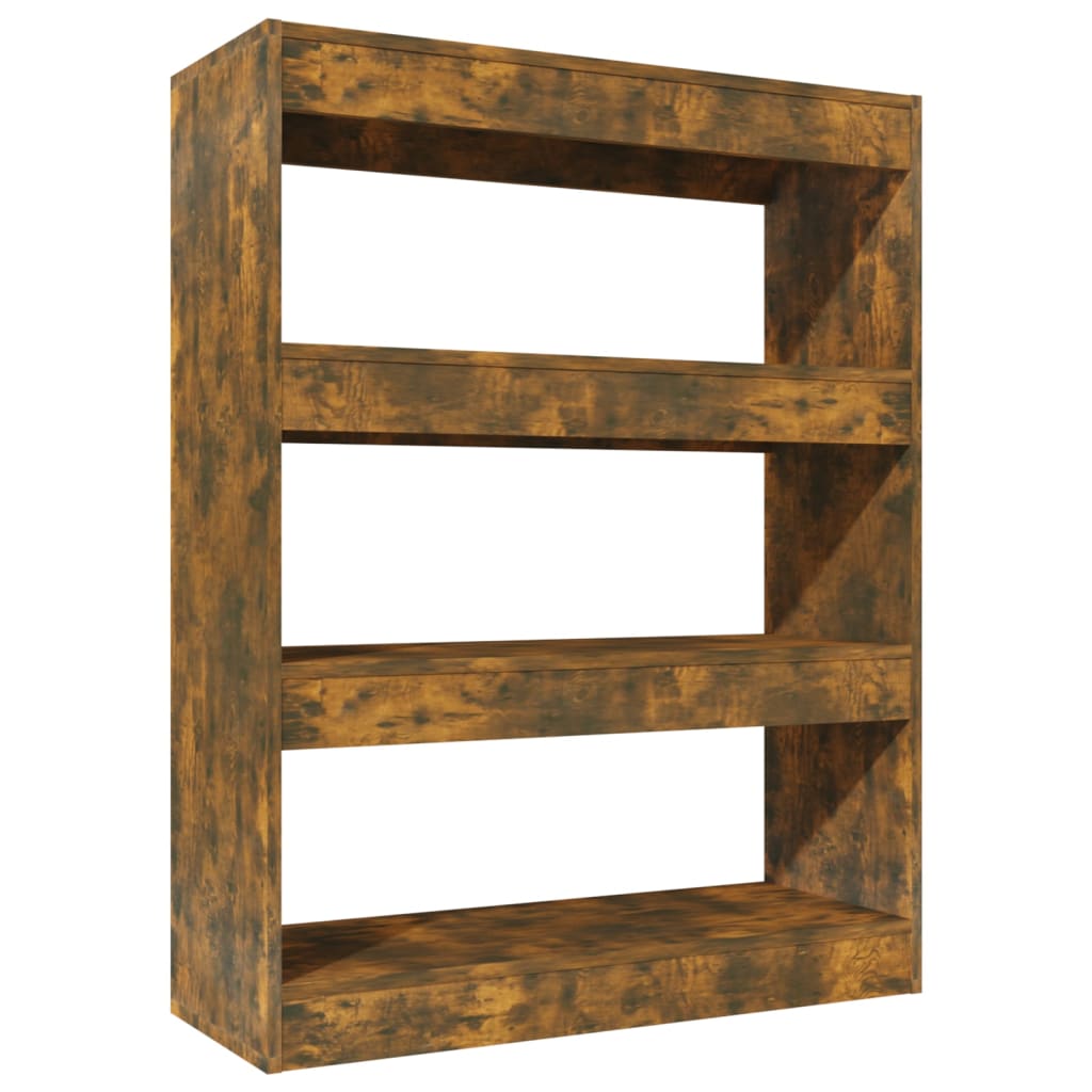 Bibliothèque/séparateur de pièce chêne fumé 80x30x103 cm matériau bois