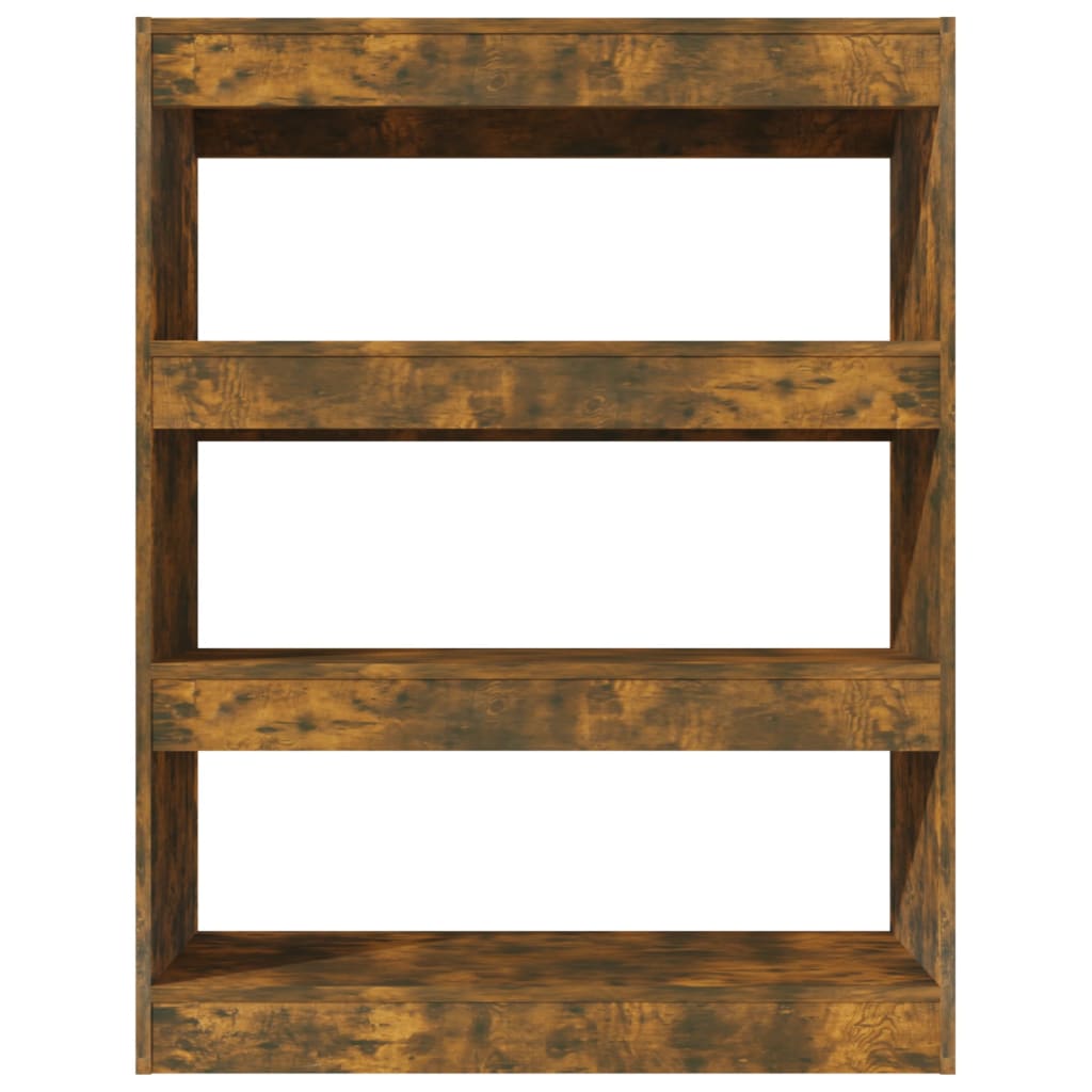 Bibliothèque/séparateur de pièce chêne fumé 80x30x103 cm matériau bois