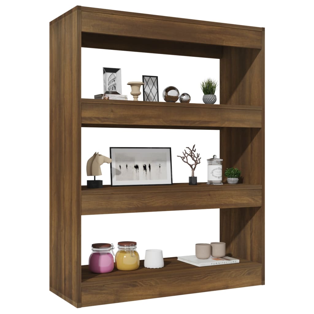 Bibliothèque/séparateur de pièce chêne brun 80x30x103 cm matériau bois