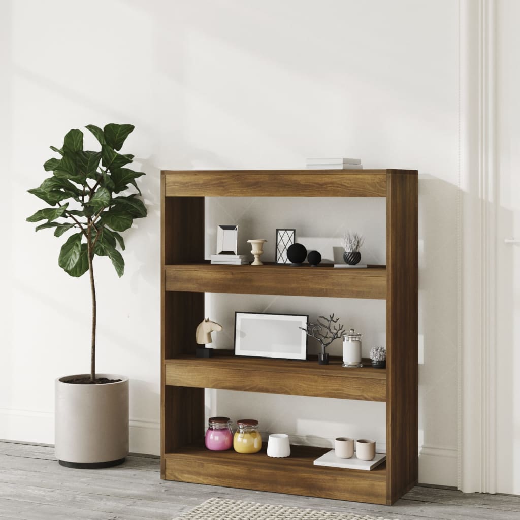 Bibliothèque/séparateur de pièce chêne brun 80x30x103 cm matériau bois