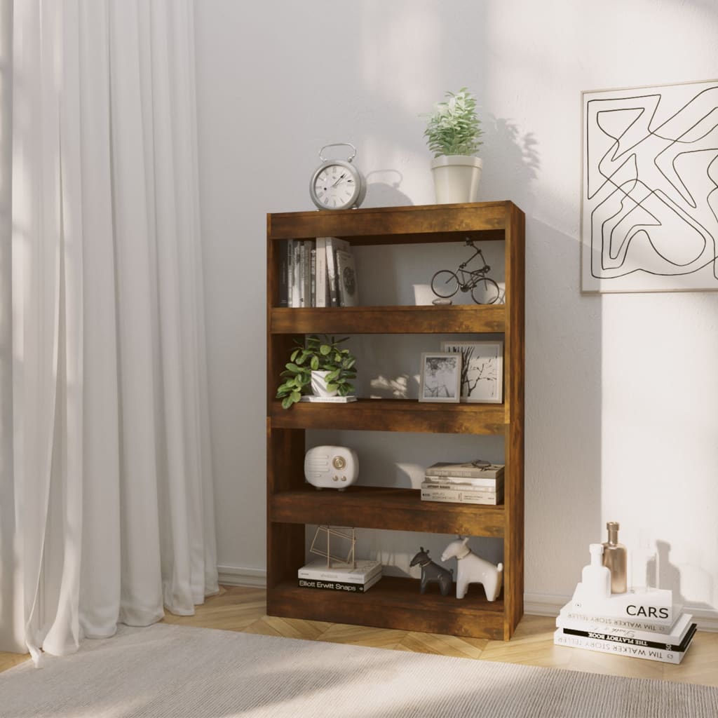 Bookcase/room divider smoked oak 80x30x135 cm wood material
