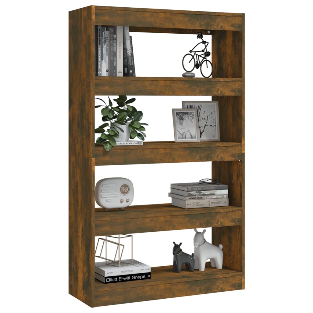 Bookcase/room divider smoked oak 80x30x135 cm wood material