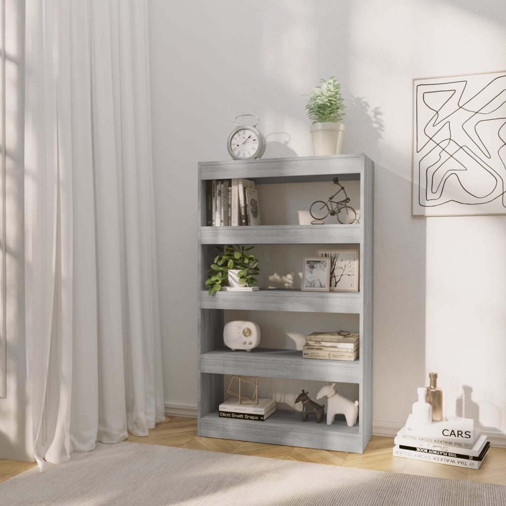 Bibliothèque/séparateur de pièce gris Sonoma 80x30x135 cm matériau bois