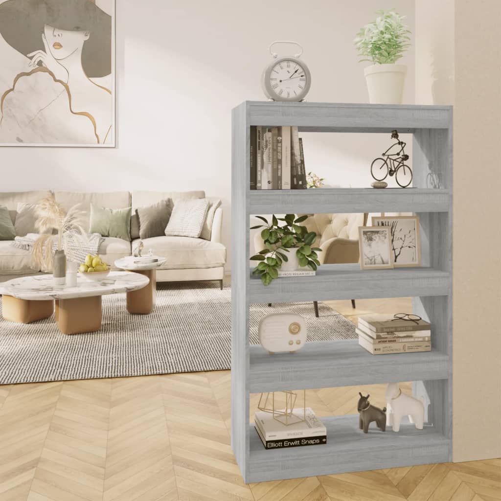 Bibliothèque/séparateur de pièce gris Sonoma 80x30x135 cm matériau bois