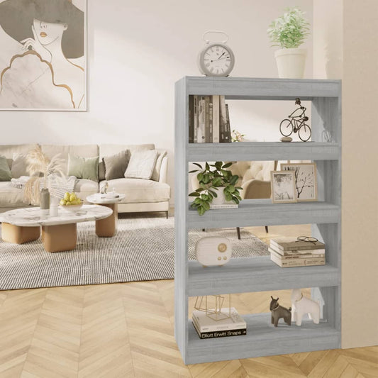 Bibliothèque/séparateur de pièce gris Sonoma 80x30x135 cm matériau bois