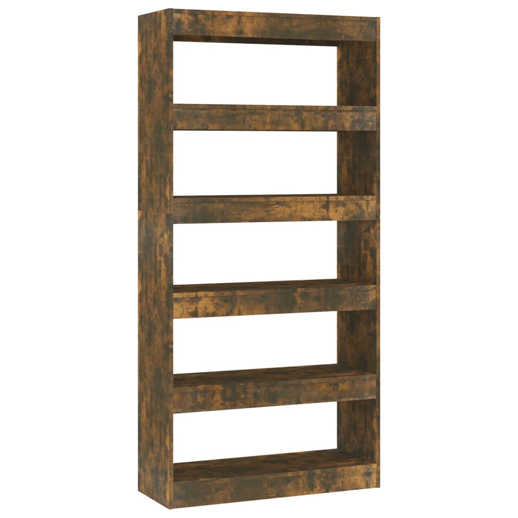 Bookcase/room divider smoked oak 80x30x166 cm wood material
