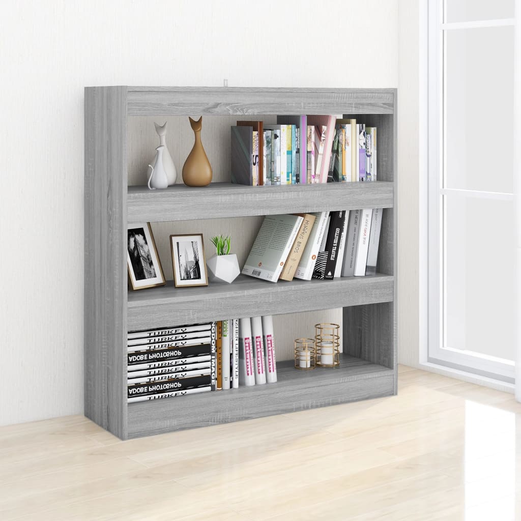 Bibliothèque/séparateur de pièce Gris Sonoma 100×30×103 cm