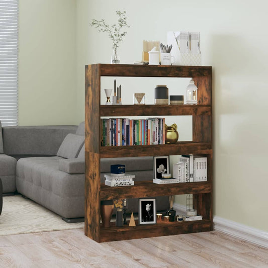Bibliothèque/séparateur de pièce chêne fumé 100×30×135 cm