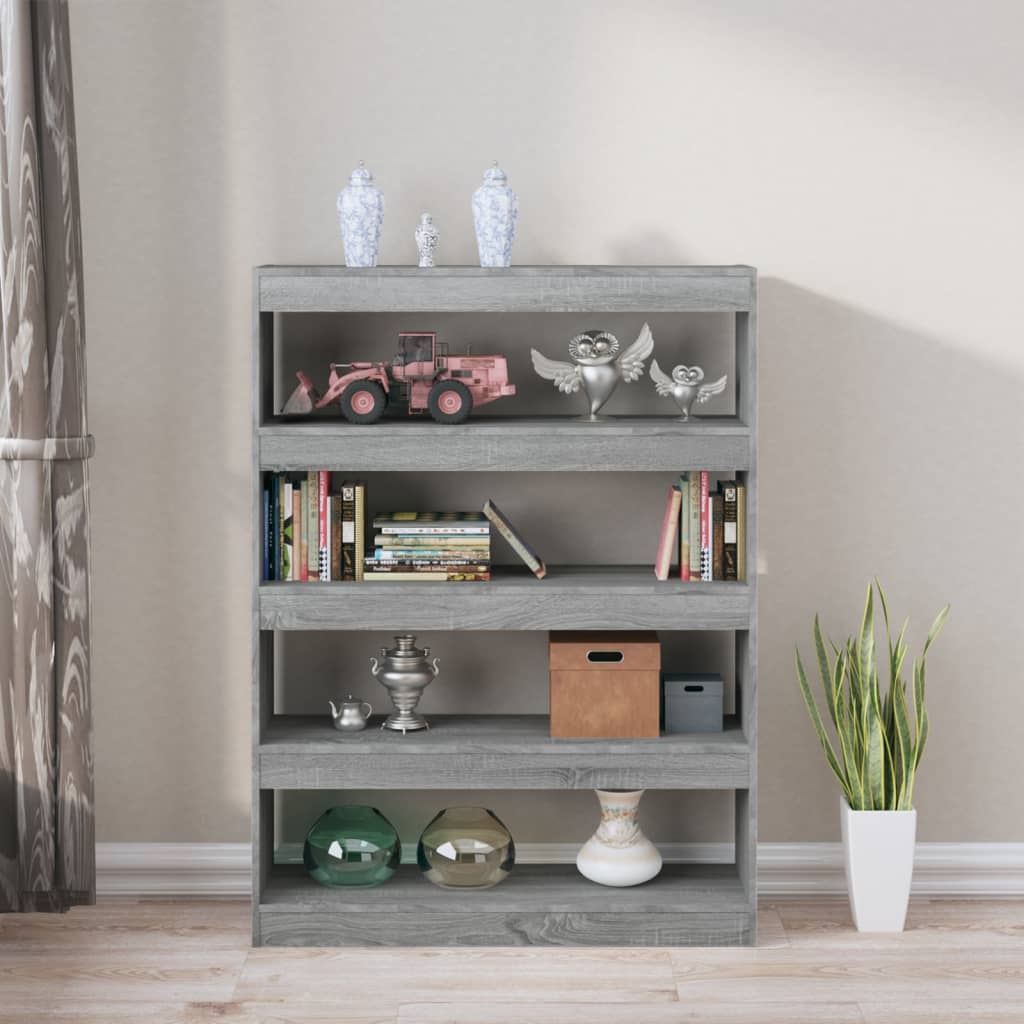 Bibliothèque/séparateur de pièce gris Sonoma 100×30×135 cm