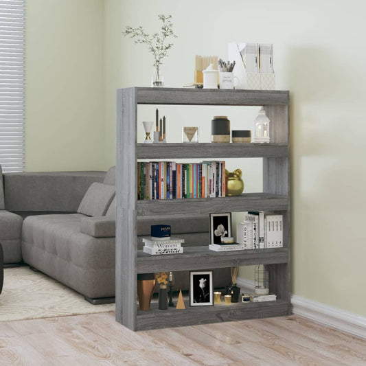 Bibliothèque/séparateur de pièce gris Sonoma 100×30×135 cm