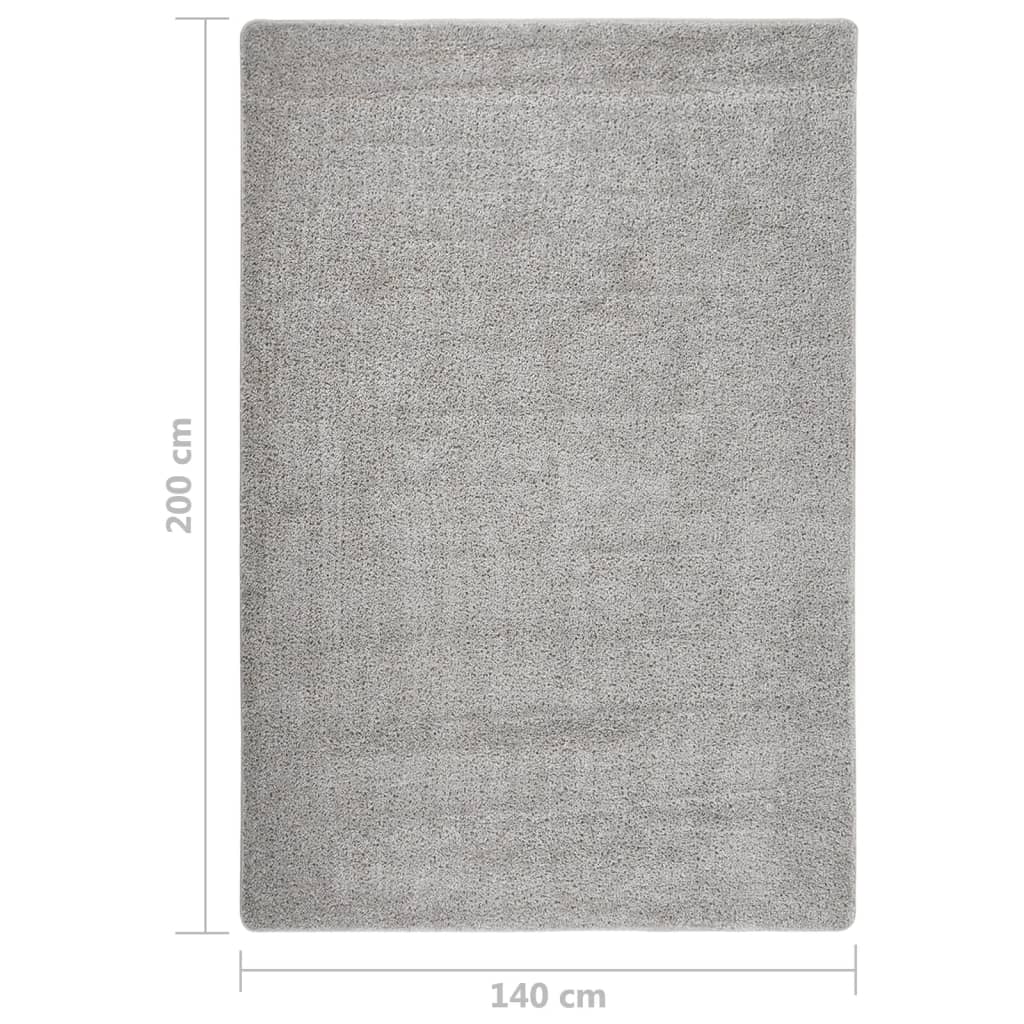 Tapis Shaggy gris clair 140x200 cm antidérapant
