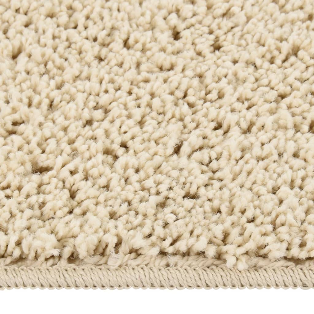 Tapis Shaggy crème 140x200 cm antidérapant