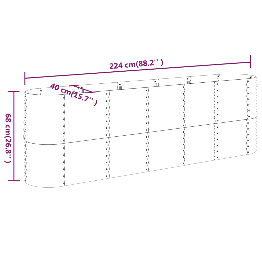Hochbeet Verzinkter Stahl 224x40x68 cm Grau
