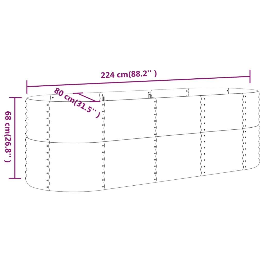 Hochbeet Verzinkter Stahl 224x80x68 cm Braun