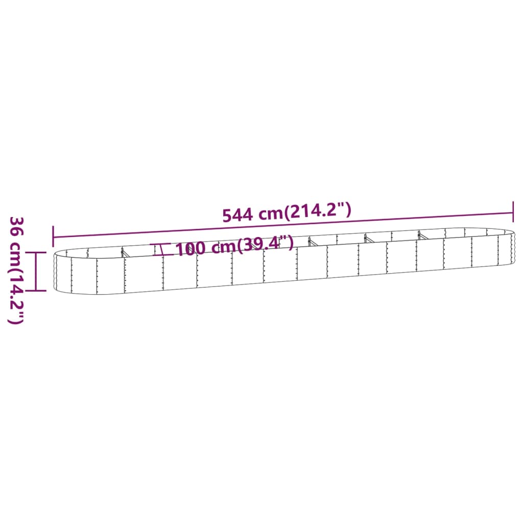 Hochbeet Verzinkter Stahl 544x100x36 cm Anthrazit