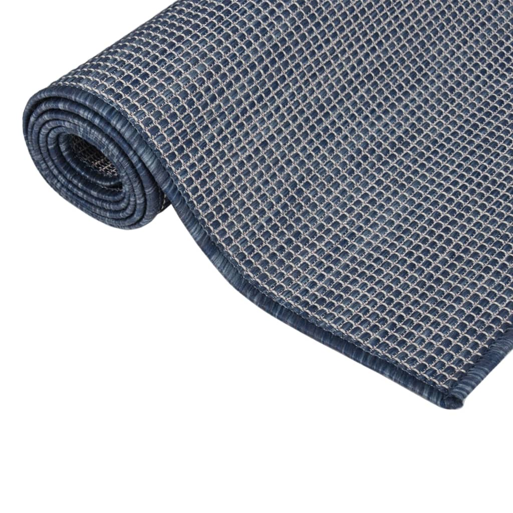 Outdoor rug flat weave 160x230 cm blue