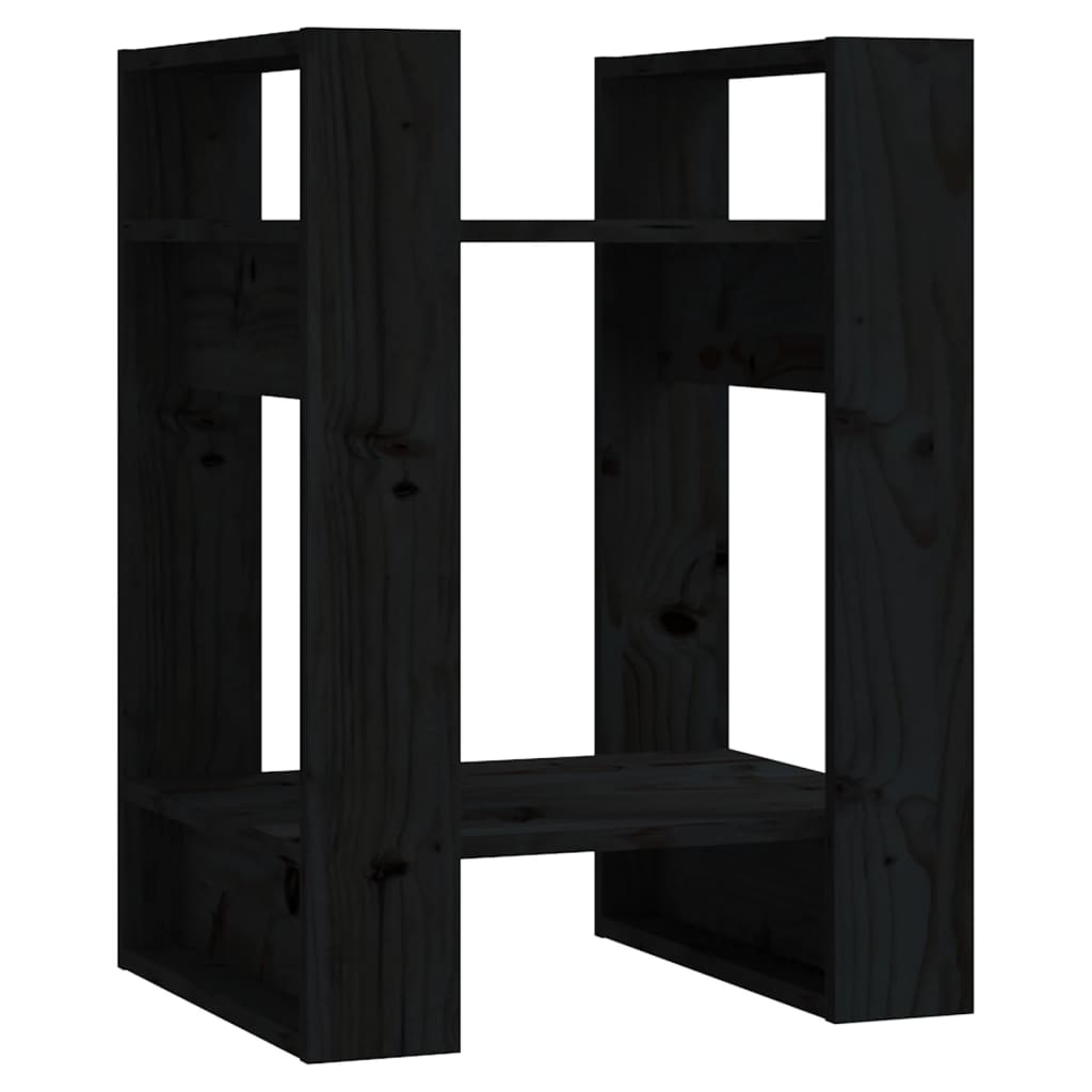 Bibliothèque/séparateur de pièce noir 41x35x57 cm bois de pin massif