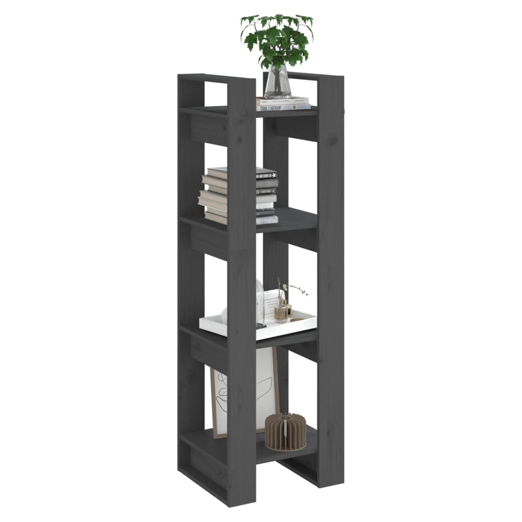 Bibliothèque/séparateur de pièce gris 41x35x125 cm bois de pin massif