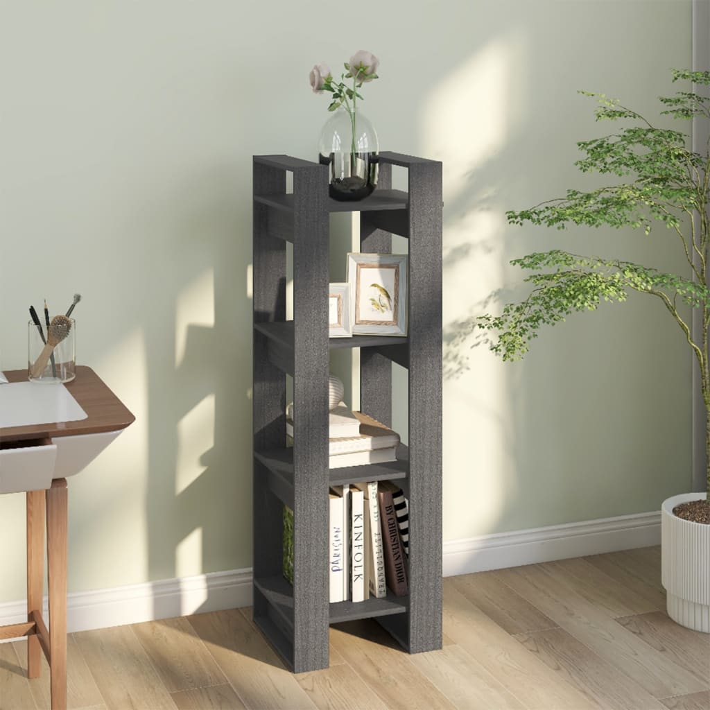 Bibliothèque/séparateur de pièce gris 41x35x125 cm bois de pin massif
