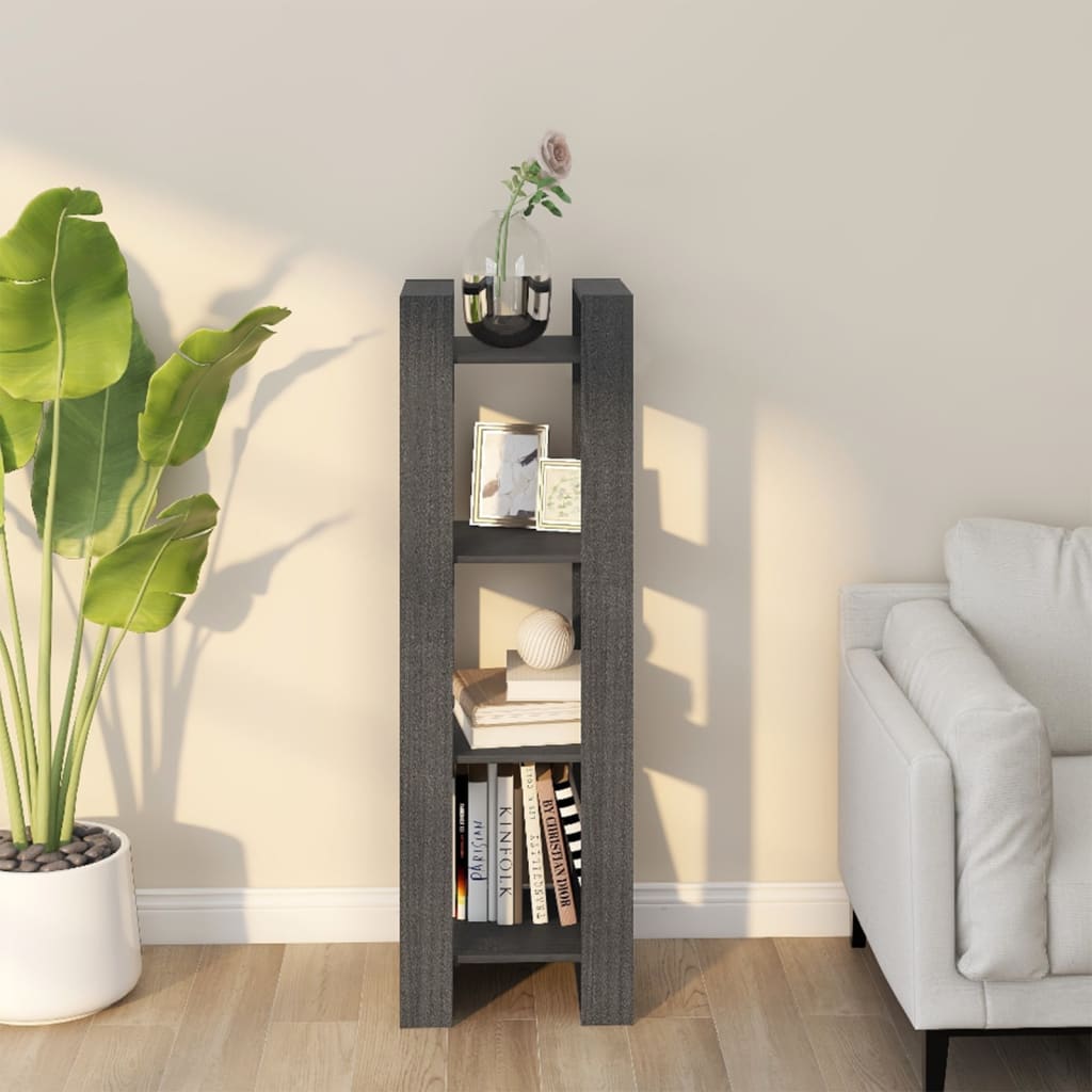 Bibliothèque/séparateur de pièce gris 41x35x125 cm bois de pin massif