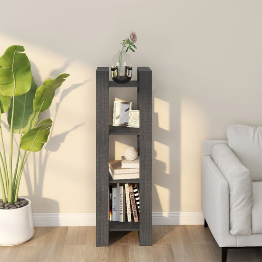 Bibliothèque/séparateur de pièce gris 41x35x125 cm bois de pin massif