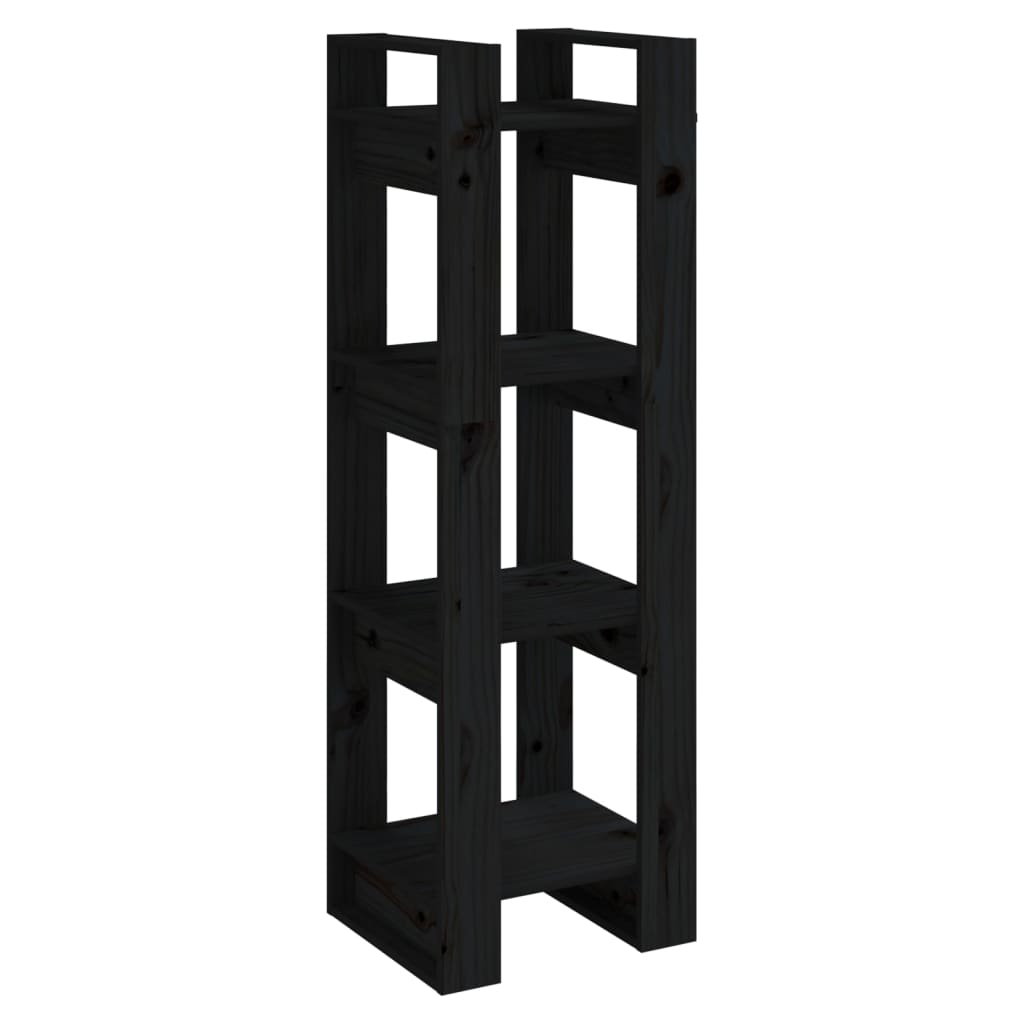 Bibliothèque/séparateur de pièce noir 41x35x125 cm bois de pin massif