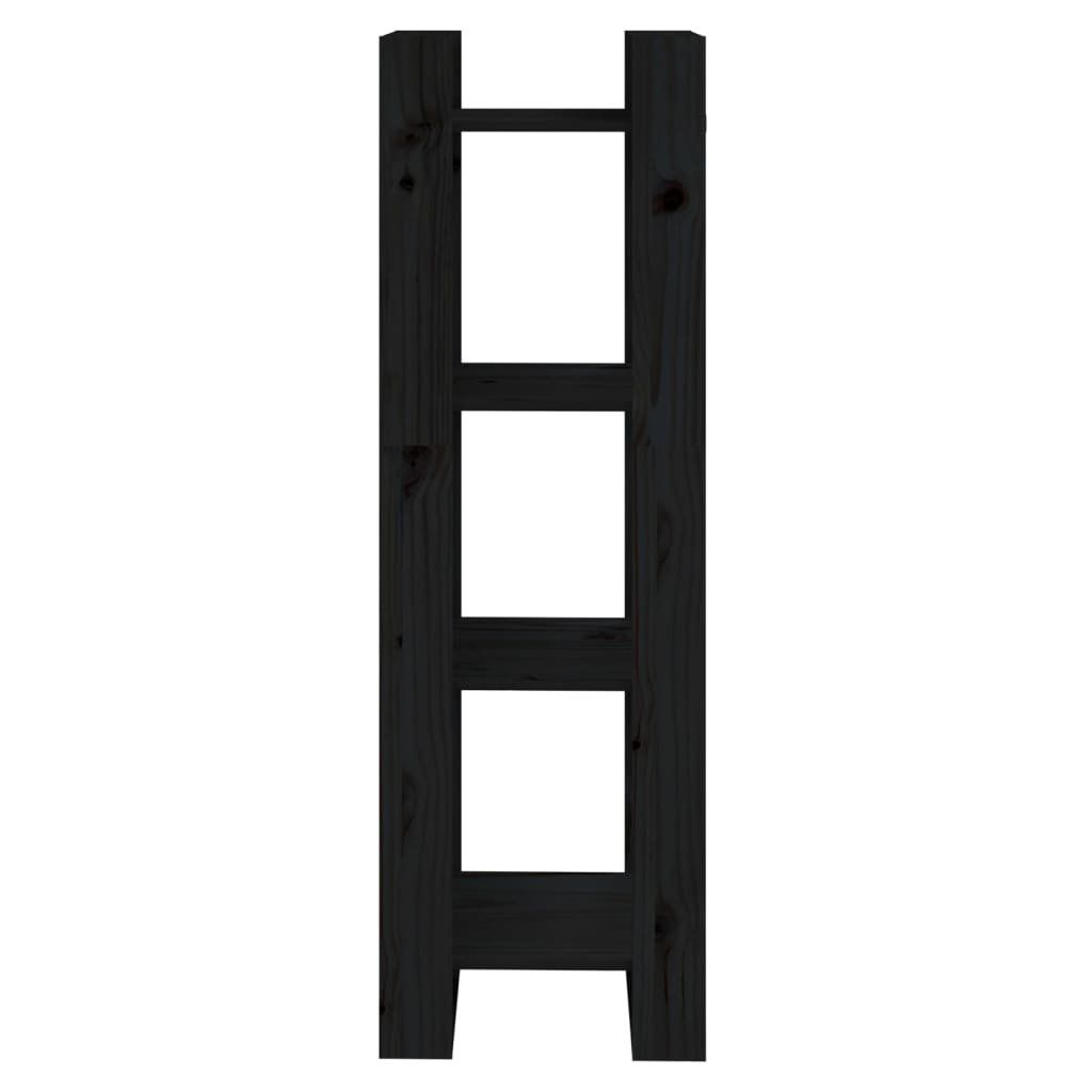 Bibliothèque/séparateur de pièce noir 41x35x125 cm bois de pin massif