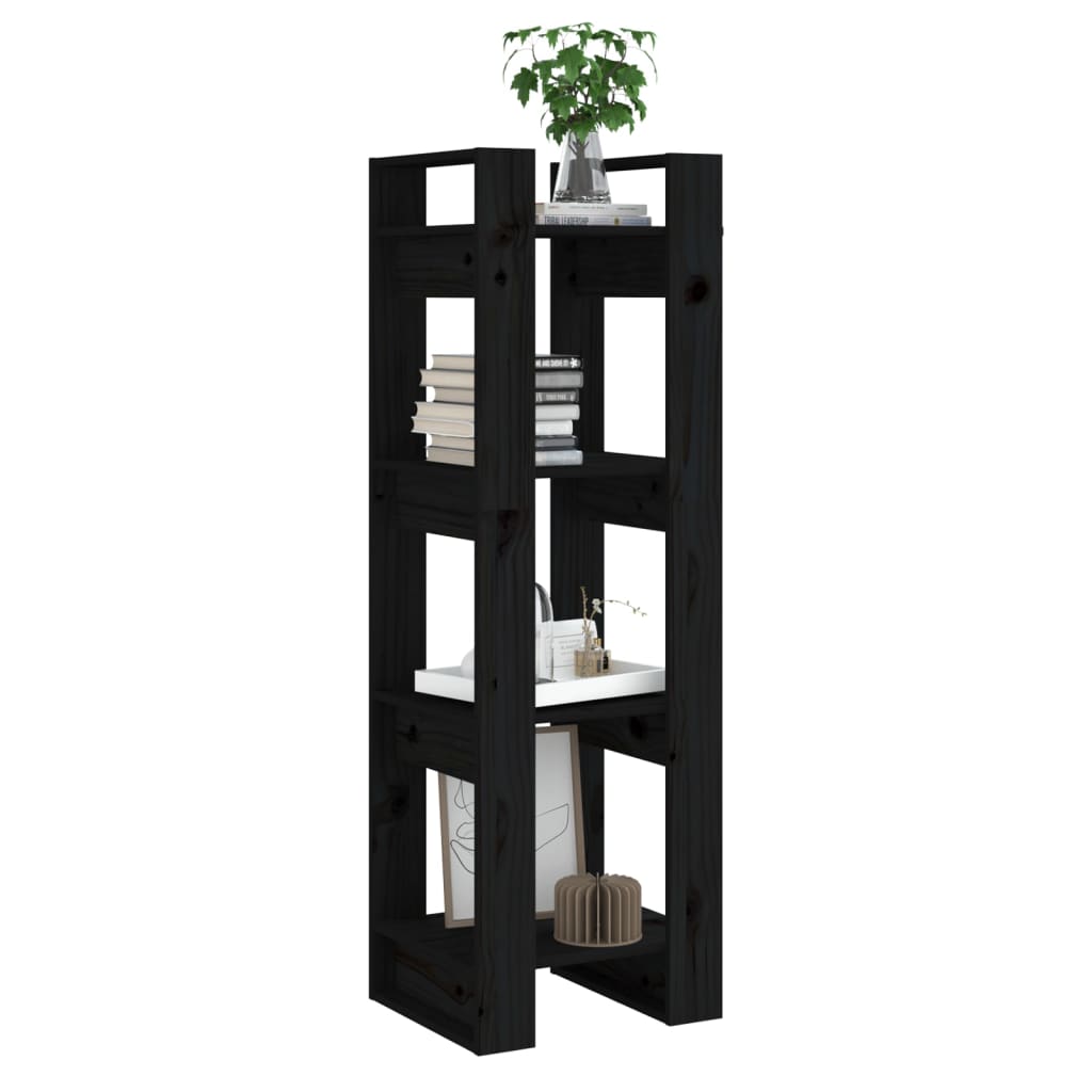 Bibliothèque/séparateur de pièce noir 41x35x125 cm bois de pin massif