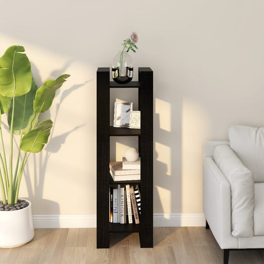 Bibliothèque/séparateur de pièce noir 41x35x125 cm bois de pin massif