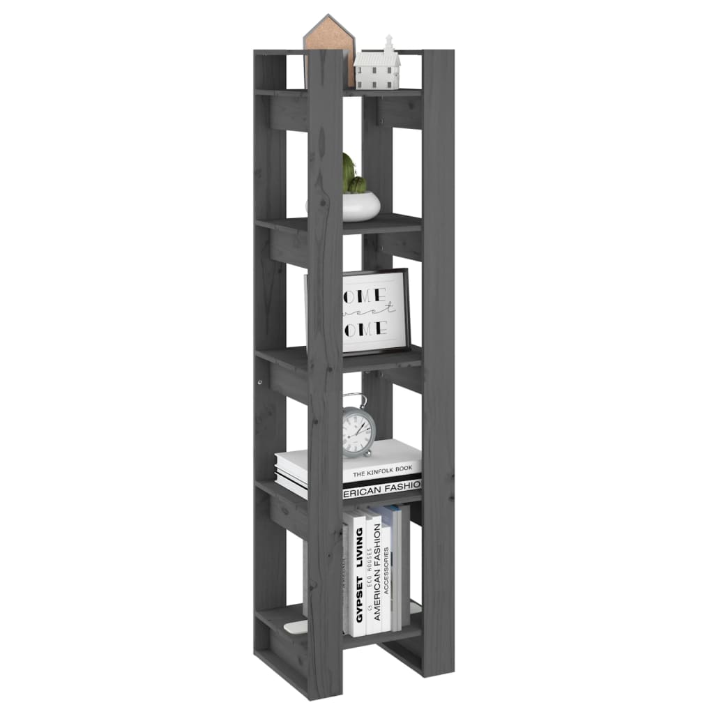 Bibliothèque/séparateur de pièce gris 41x35x160 cm bois de pin massif