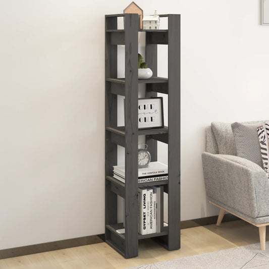 Bibliothèque/séparateur de pièce gris 41x35x160 cm bois de pin massif